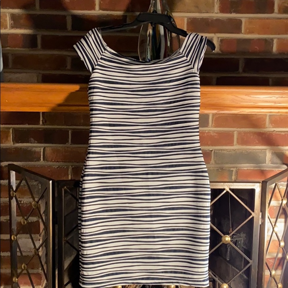 Blue and white dress